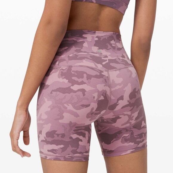 Lululemon Align Shorts High Rise 6” Incognito Camo Pink 4 - Picture 1 of 6